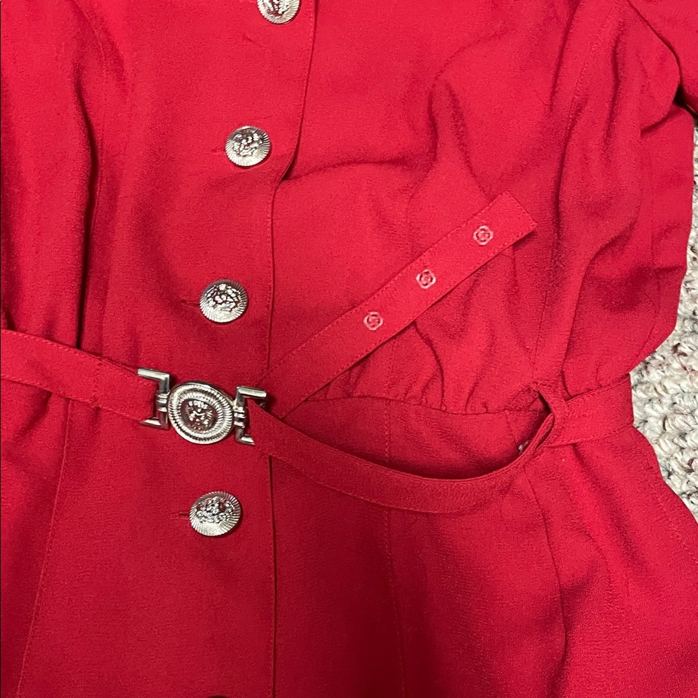 Vintage 90s cut out lion head Button-Down belted Dress- Versace vibes - Picture 5 of 13